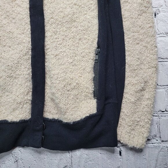 Anthro Sparrow Wool Blend Cream Black Accent Full Zip Jacket Size XS - Picture 7 of 13